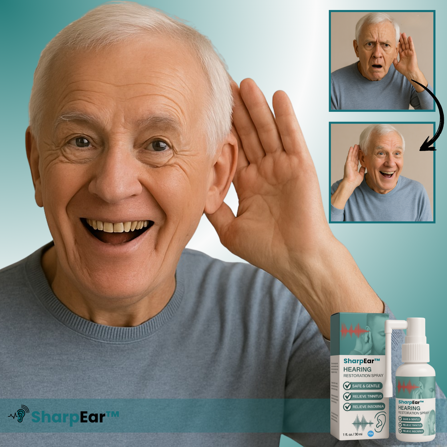 SharpEar™ Omedelbar hörselåterställande spray